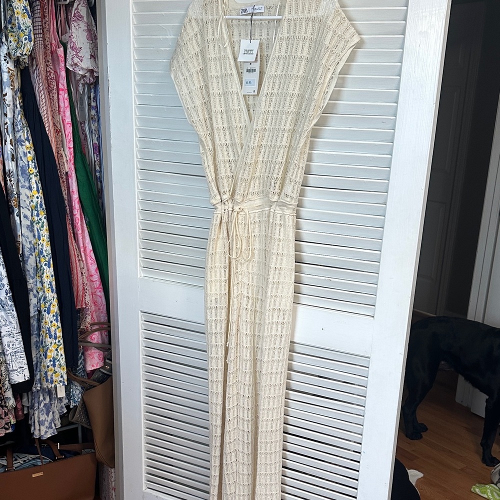 Elegant Cream Knit Beach Jumpsuit